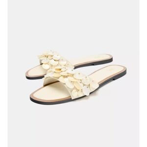 Zara Flat Sandals with pearlescent pieces